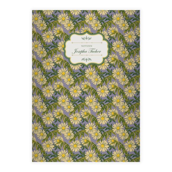 Kartenkaufrausch: florales Vintage Notizheft/ Schulheft aus unserer floralen Papeterie in lila mit Ihrem Text