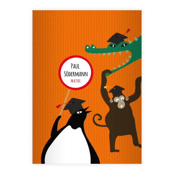 Kartenkaufrausch: Tier Notizheft/ Schulheft mit Exoten aus unserer Kinder Papeterie in orange mit Ihrem Text