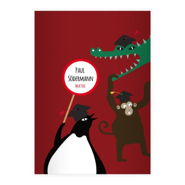 Kartenkaufrausch: Lustiges Tier Notizheft/ Schulheft aus unserer Kinder Papeterie in rot mit Ihrem Text