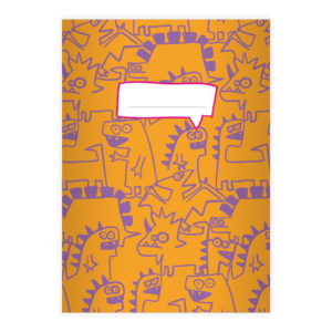 Kartenkaufrausch: Doodle Notizheft/ Schulheft mit Monstern aus unserer Kinder Papeterie in orange