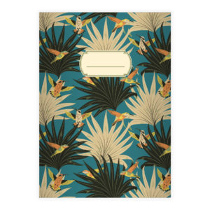 Kartenkaufrausch: Notizheft/ Schulheft mit Palm Wedeln aus unserer Natur Papeterie in blau