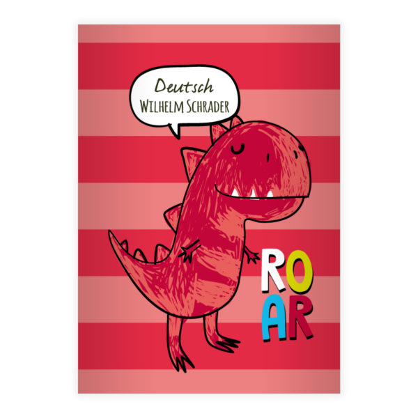 Kartenkaufrausch: Dino Notizheft/ Schulheft mit Dinosaurier aus unserer Kinder Papeterie in gelb mit Ihrem Text
