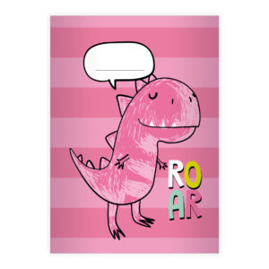 Kartenkaufrausch: Dino Notizheft/ Schulheft mit Dinosaurier aus unserer Kinder Papeterie in rosa