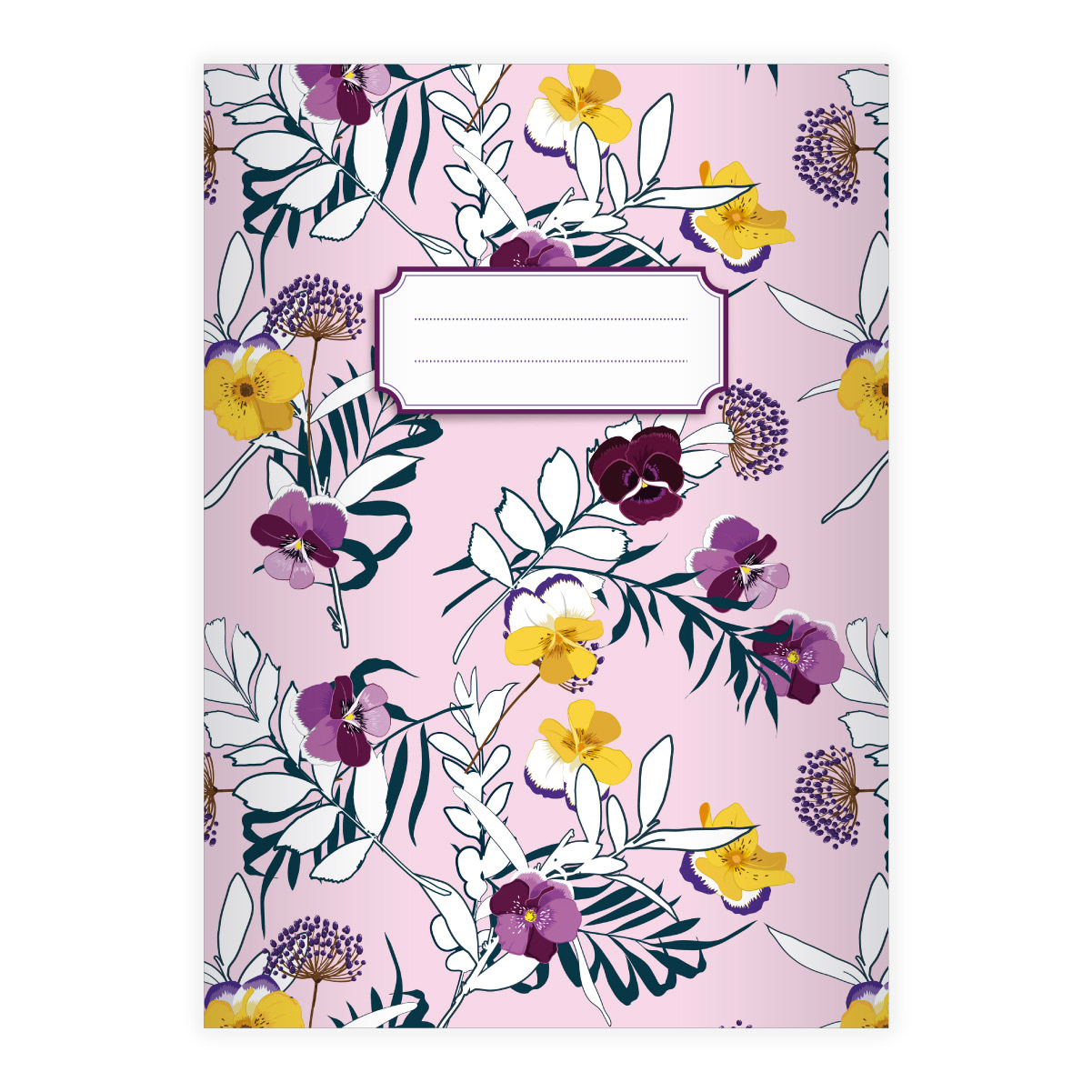 Kartenkaufrausch: Blumen Notizheft/ Schulheft mit Stiefmütterchen aus unserer floralen Papeterie in rosa