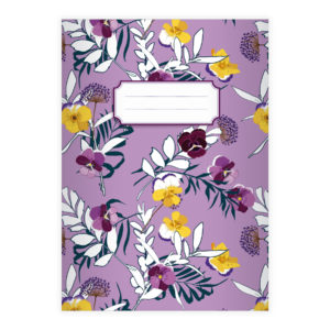Kartenkaufrausch: Blumen Notizheft/ Schulheft mit Stiefmütterchen aus unserer floralen Papeterie in lila
