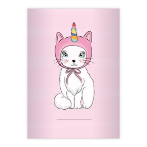 Kartenkaufrausch: Katzen Notizheft/ Schulheft mit Einhorn aus unserer Kinder Papeterie in rosa