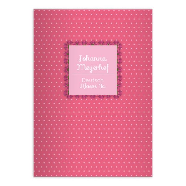 Kartenkaufrausch: Pünktchen Notizheft/ Schulheft für Mädchen aus unserer floralen Papeterie in rosa mit Ihrem Text