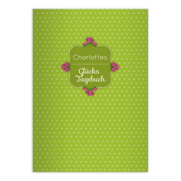 Kartenkaufrausch: Hübsches Mädchen Notizheft/ Schulheft aus unserer floralen Papeterie in grün mit Ihrem Text