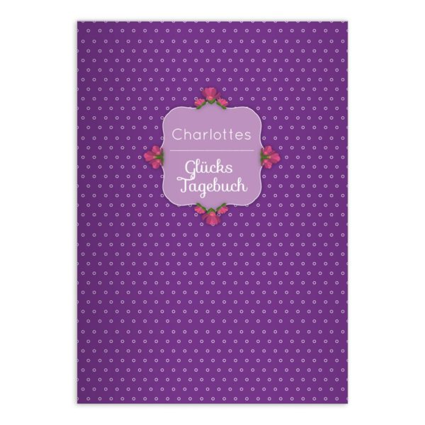 Kartenkaufrausch: Mädchen Notizheft/ Schulheft mit Punkten aus unserer floralen Papeterie in lila mit Ihrem Text