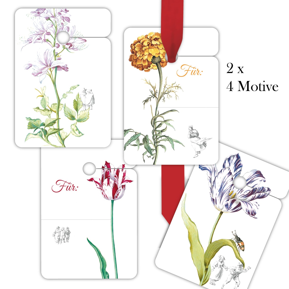 Kartenkaufrausch: klassische Blumen Geschenkanhänger aus unserer Designer Papeterie in weiß