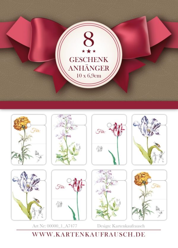 8 klassische Blumen Geschenkanhänger mit "Lilliput" Motiv: Für, passen zu Geschenkpapier: 00000_1_G7281