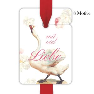 Kartenkaufrausch: romantische Geschenkanhänger mit Schwan aus unserer Geschenkanhänger Papeterie in weiß