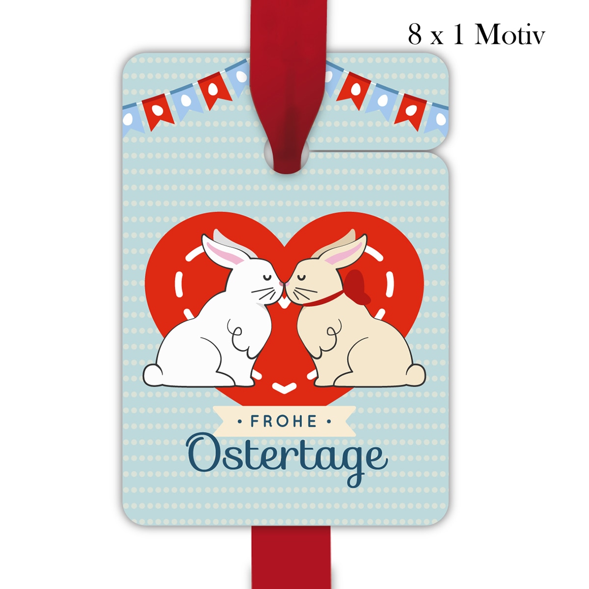 Kartenkaufrausch: Geschenkanhänger mit küssenden Osterhasen aus unserer Oster Papeterie in hellblau