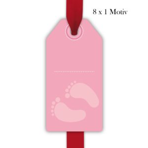 Kartenkaufrausch: 8 süße Baby Geschenkanhänger aus unserer Baby Papeterie in rosa