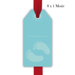 Kartenkaufrausch: süße Baby Geschenkanhänger zur Taufe aus unserer Baby Papeterie in hellblau