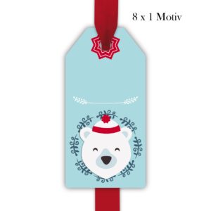 Kartenkaufrausch: süße Eisbären Geschenkanhänger aus unserer Weihnachts Papeterie in hellblau