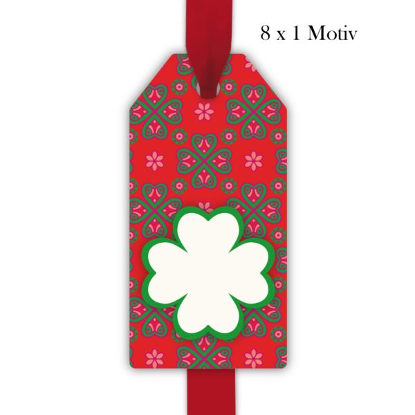 Kartenkaufrausch: Glücks Geschenkanhänger mit Kleeblatt aus unserer florale Papeterie in rot