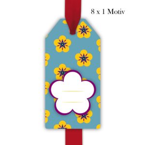 Kartenkaufrausch: hellblaue Stiefmütterchen Geschenkanhänger aus unserer florale Papeterie in gelb