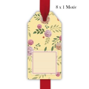 Kartenkaufrausch: elegante Rosen Geschenkanhänger aus unserer florale Papeterie in hell gelb