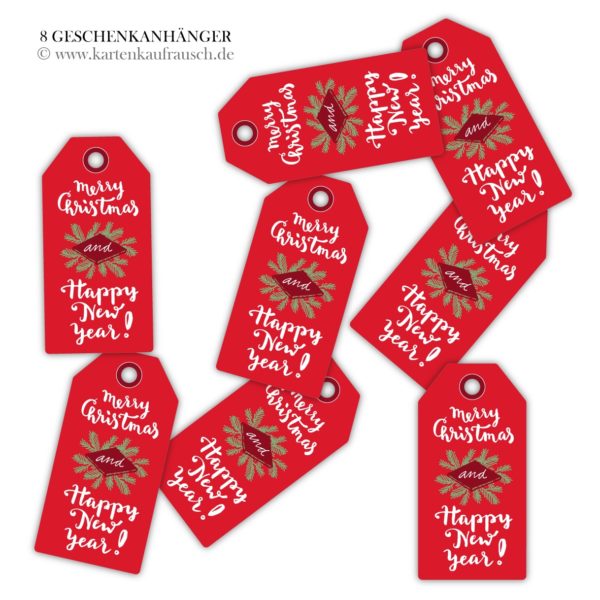 Hänge Etiketten: Retro Vintage Weihnachts Geschenkanhänger aus unserer Retro Papeterie in rot