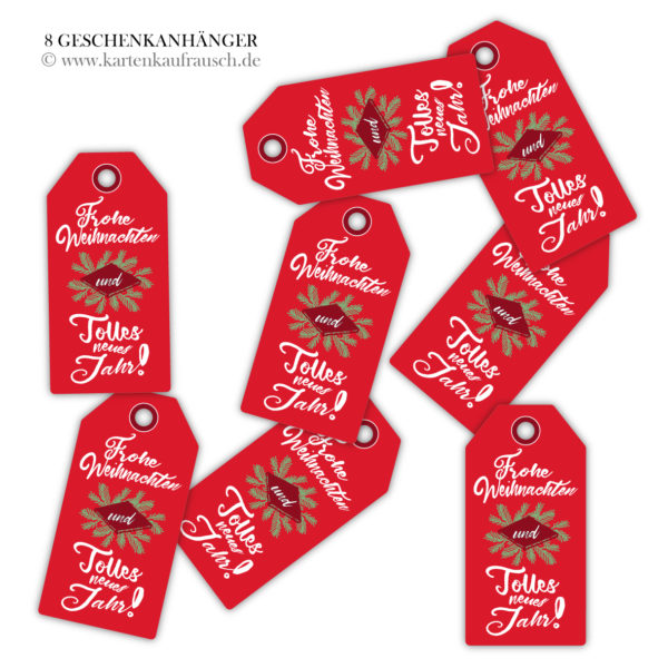Hänge Etiketten: rote Retro Vintage Weihnachts Geschenkanhänger aus unserer Retro Papeterie in rot