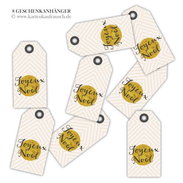 Hänge Etiketten: französische Weihnachts Geschenkanhänger aus unserer Designer Papeterie in beige