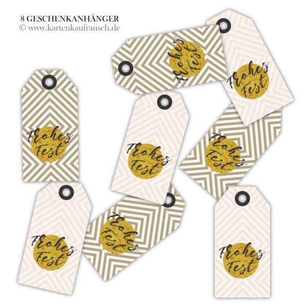 Hänge Etiketten: 8 elegante Weihnachts Geschenkanhänger aus unserer Designer Papeterie in beige