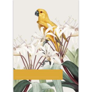 Kartenkaufrausch: Malblock mit Vintage Papagei aus unserer Malblock Papeterie in gelb