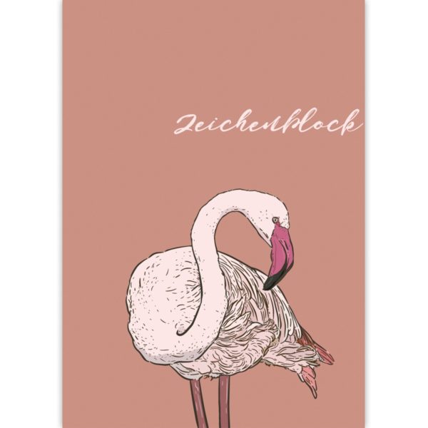 Kartenkaufrausch: Malblock mit feinem Flamingo aus unserer Malblock Papeterie in rosa
