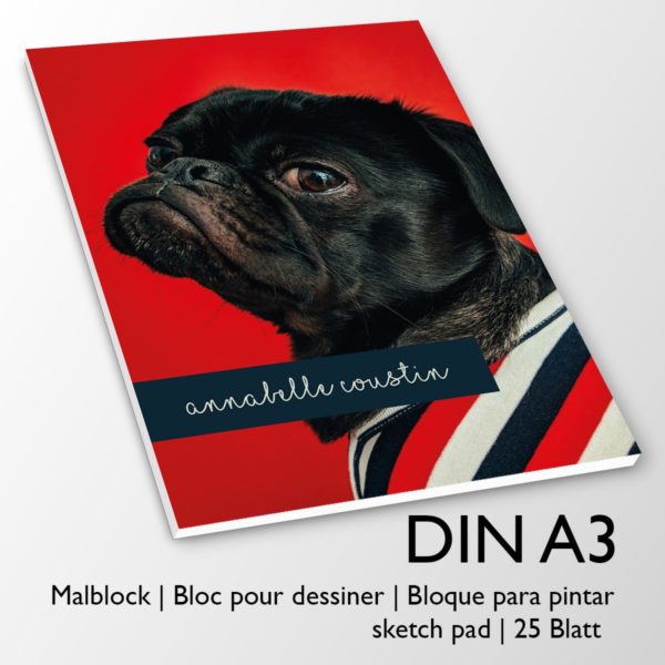 Kartenkaufrausch Zeichenblock in rot: Malblock Motiv "french bulldog"