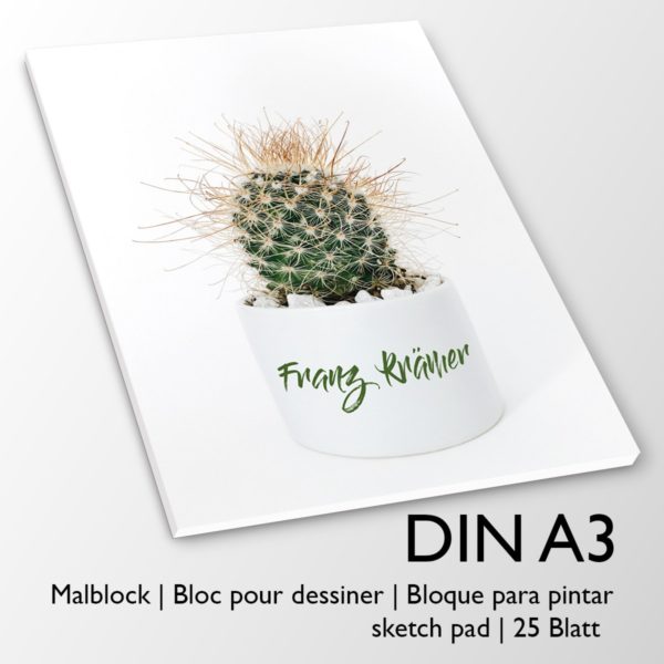 Kartenkaufrausch Zeichenblock in weiß: Malblock Motiv "kleiner grüner Kaktus"