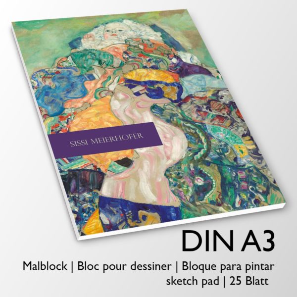 Kartenkaufrausch Zeichenblock in grün: Malblock Kunst Motiv Gustav Klimt