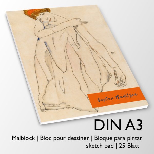 Kartenkaufrausch Zeichenblock in beige: Malblock Kunst Motiv Egon Schiele