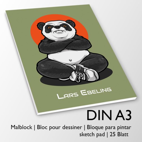 Kartenkaufrausch Zeichenblock in grün: Cooler Panda DIN A3 Malblock