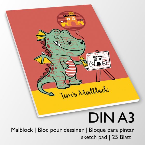 Kartenkaufrausch Zeichenblock in rot: Lustiger Comic DIN A3 Malblock