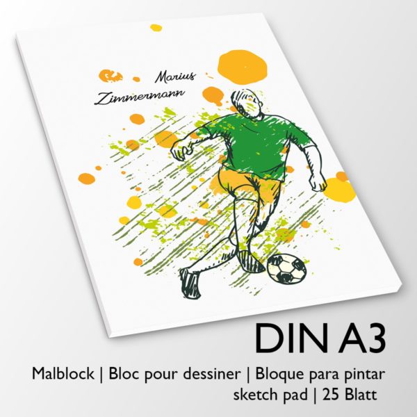 Kartenkaufrausch Zeichenblock in weiß: Fußball DIN A3 Malblock