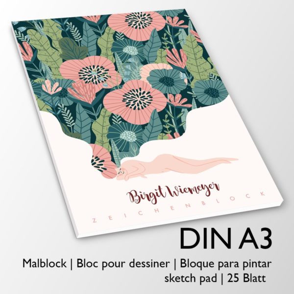 Kartenkaufrausch Zeichenblock in multicolor: DIN A3 Malblock mit Frau