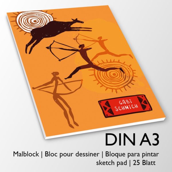 Kartenkaufrausch Zeichenblock in orange: Ethno DIN A3 Malblock