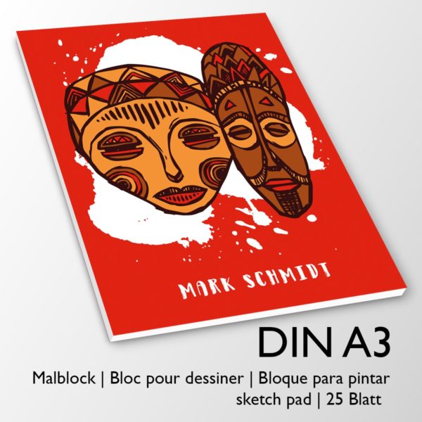 Kartenkaufrausch Zeichenblock in rot: Afrika DIN A3 Malblock