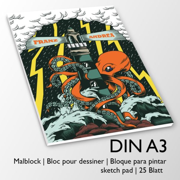 Kartenkaufrausch Zeichenblock in multicolor: DIN A3 Malblock mit Octopus