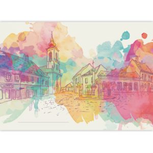 Kartenkaufrausch: Malblock mit Dorf Skizze aus unserer Malblock Papeterie in multicolor