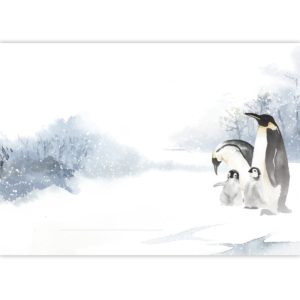 Kartenkaufrausch: Malblock mit Pinguinen in Winterlandschaft aus unserer Malblock Papeterie in weiß