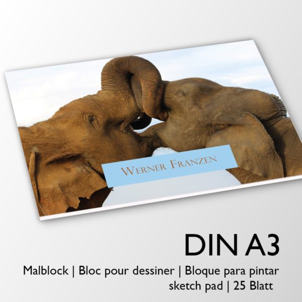 Kartenkaufrausch Zeichenblock in multicolor: Malblock Motiv "Elefanten Glück"