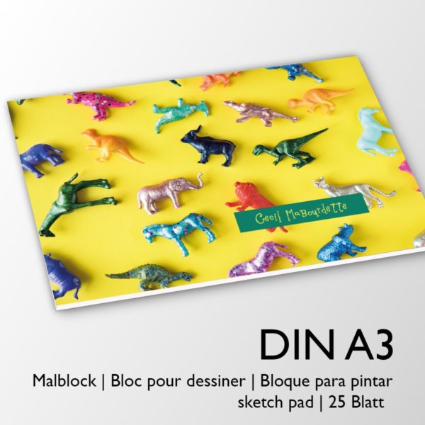 Kartenkaufrausch Zeichenblock in gelb: Kinder Malblock Motiv "Dinosaurier"