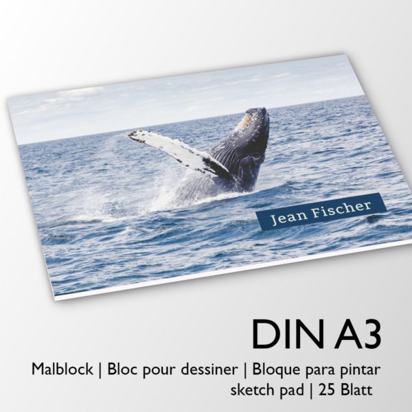 Kartenkaufrausch Zeichenblock in blau: Malblock Motiv "Springender Wal"