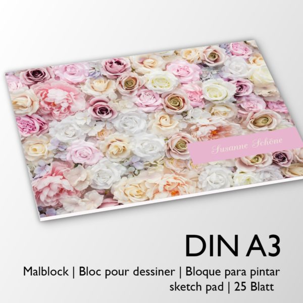 Kartenkaufrausch Zeichenblock in rosa: Romantischer DIN A3 Malblock