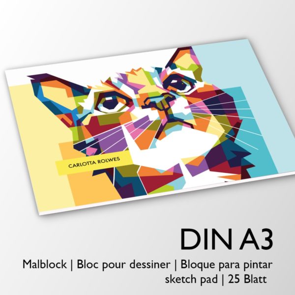 Kartenkaufrausch Zeichenblock in multicolor: Cool Cat DIN A3 Malblock