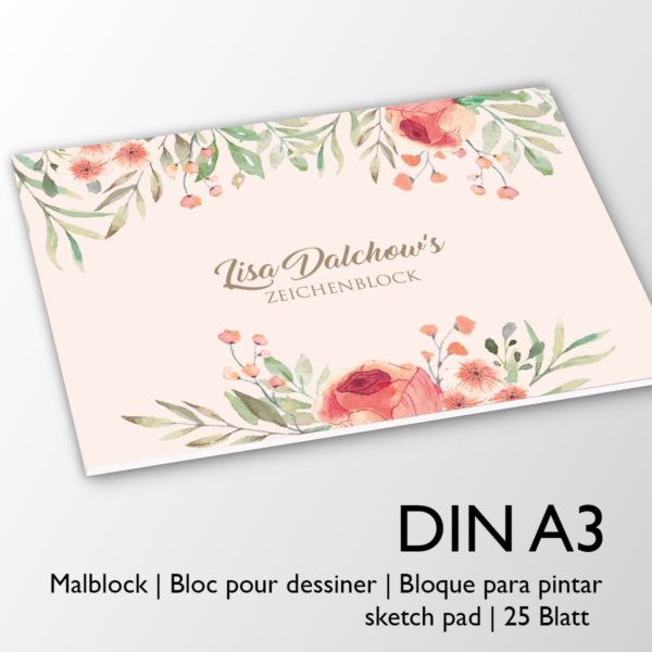 Kartenkaufrausch Zeichenblock in rosa: Floraler DIN A3 Malblock