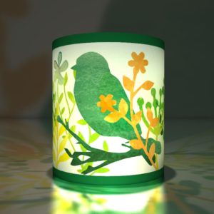 Kartenkaufrausch dekorative sommerliche Vögelchen Transparentlichter in grün