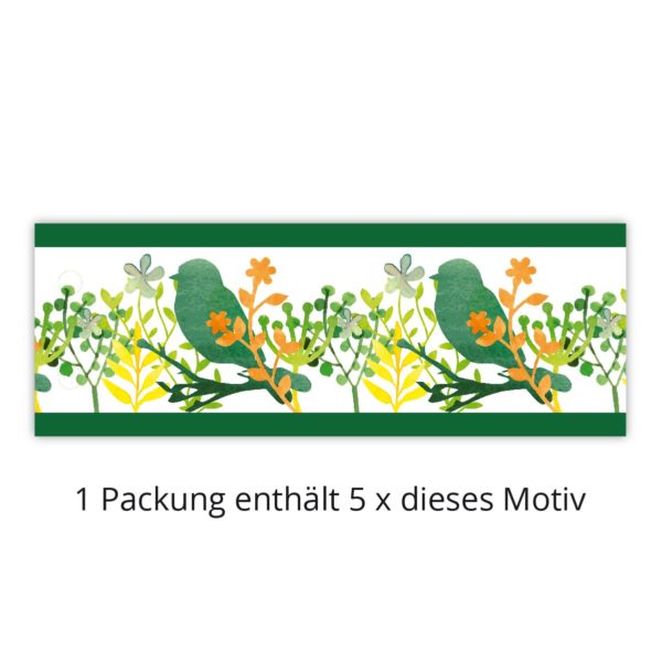 Kartenkaufrausch: sommerliche Vögelchen Transparentlichter aus unserer Dankes Papeterie in grün